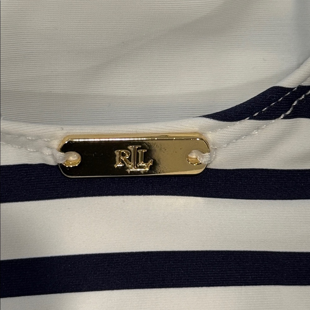 NWT - Ralph Lauren Navy & White Striped Swimsuit One Piece Size 10 - Picture 5 of 10